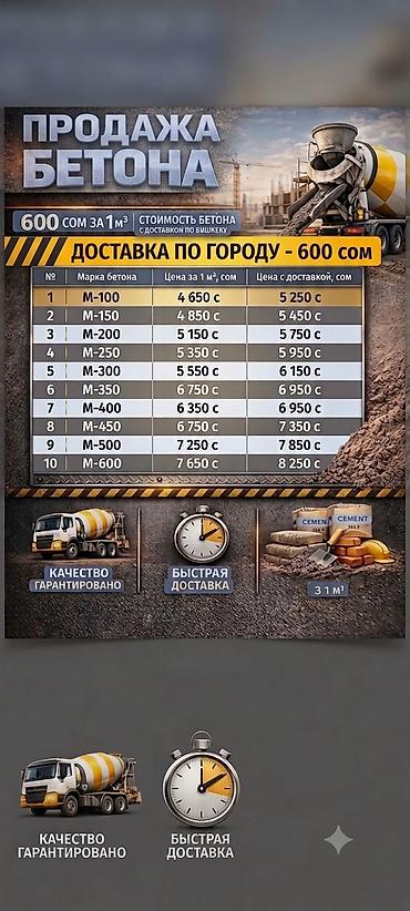 Строительный бетон, M-100, Для фундамента,класса B40