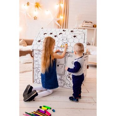 Большой дом-раскраска Домик из картона станет для ребёнка любимым