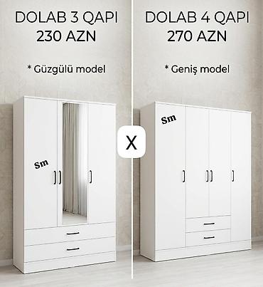 Ağ rəngdə, müasir dizaynlı paltar dolabları. Variantlar: - 3 qapı