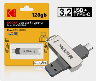 Digər kompüter aksesuarları: Original Kodak Flash Kart 128gb İkiterefli Hem USB 3.2 Hemde Type-C