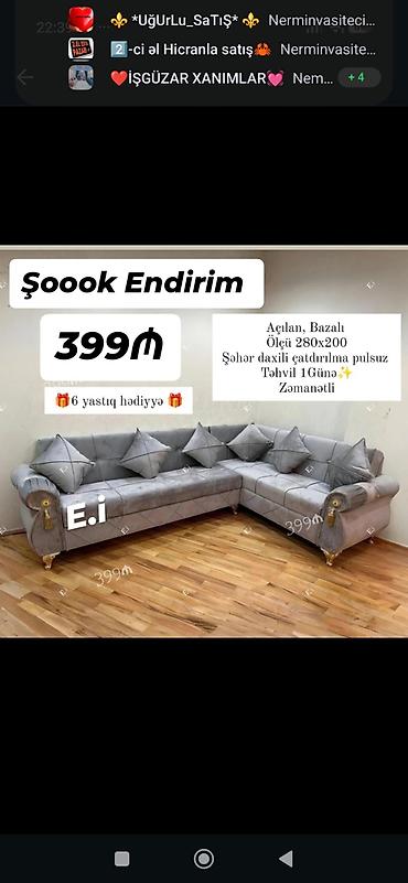 divan ustu ortuk: Açılan, bazalı künc divan - Ölçü: 280 x 200 sm - Daxili bazalı saxlama — 1