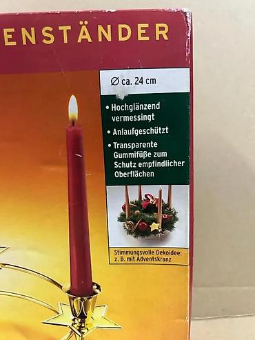 Sveće i svećnjaci: TCM svečani svećnjak/venac za advent – mesing, Ø oko 24 cm - Okrugli — 6