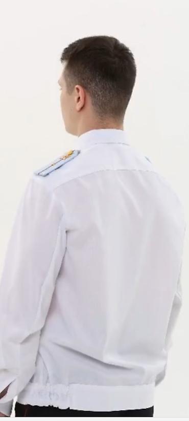 Рубашки: Белая форменная рубашка с длинным рукавом и накладными карманами с — 11