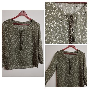 čipkasta bluza: M (EU 38), Viscose, Floral, color - Green