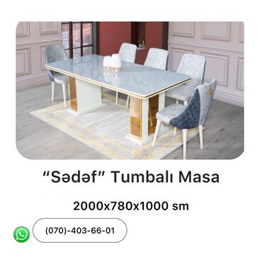 sedef mebel: Qonaq masası, Yeni, Açılmayan, Dördbucaq masa