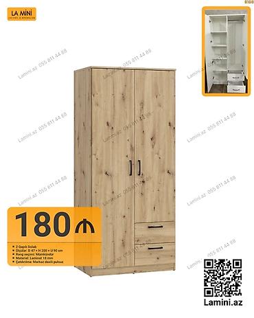 Ev üçün mebel: İki qapılı dolab - Ölçülər: dərinlik 47 sm × hündürlük 200 sm × en 90 — 1