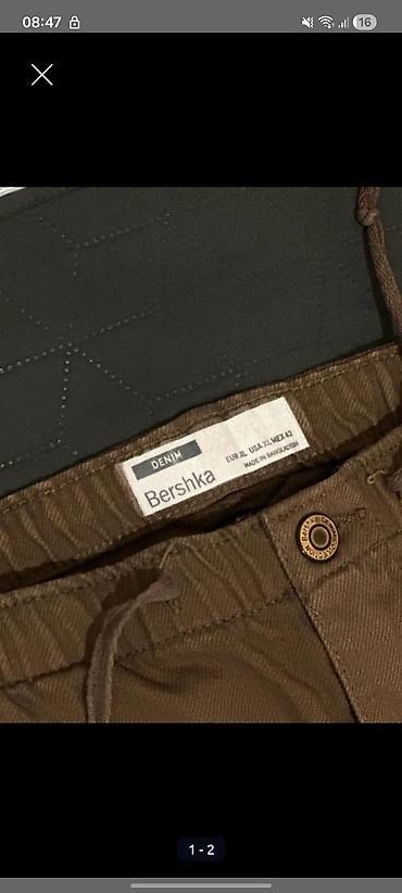 Kişi geyimləri: Bol kəsim Şalvar, Bershka, XL, rəng - Qəhvəyi — 2