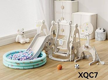 горки качели домик: Детский игровой комплекс для дома: горка + качели + баскетбольное — 2
