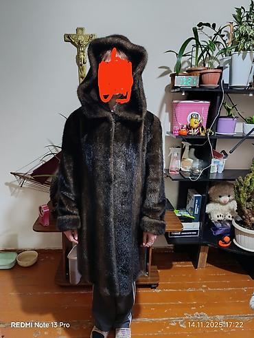 Шубы: Шуба, Норка, По колено, С капюшоном, 4XL — 2