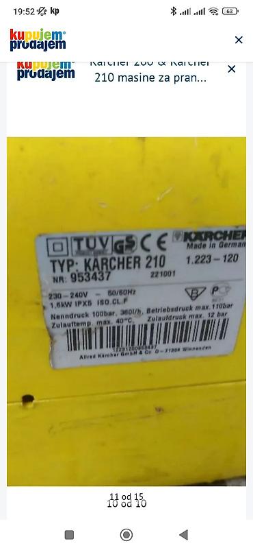 Mašine za čišćenje i održavanje: Kärcher – električni perači pod pritiskom - Model: K2.01 (Made in — 10