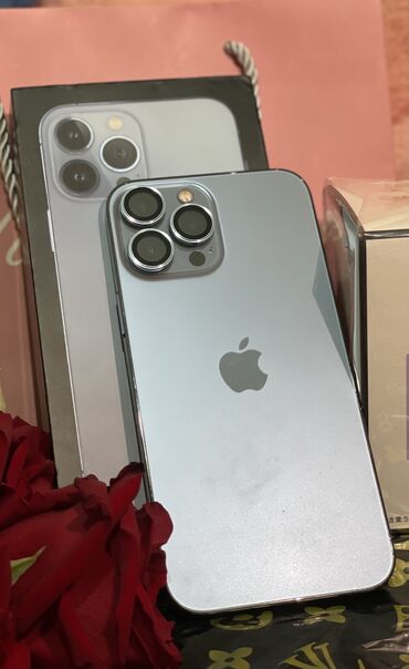 стекло куплю: IPhone 13 Pro Max, Колдонулган, 256 ГБ, Blue Titanium, Коргоочу айнек, Каптама, Куту, 86 %