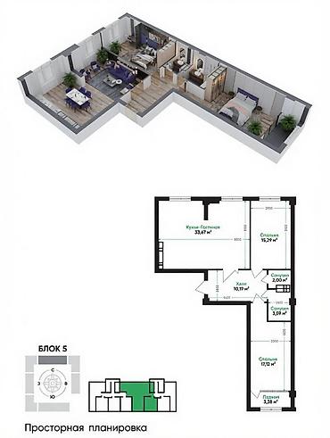 artwin: 3 комнаты, 85 м², Тунгуч мкр Элитка, 10 этаж, ПСО (под самоотделку) — 4