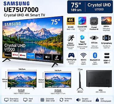 iphone 11 yaddas: Samsung UE75U7000 Crystal UHD 4K Smart TV – 75" (189 sm) - Ekran: 75 — 1