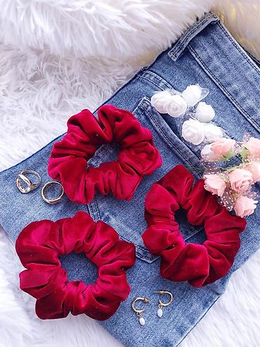 Aksesoari za kosu: Plišane gumice za kosu – scrunchie - Materijal: mekani pliš sa blagim — 10