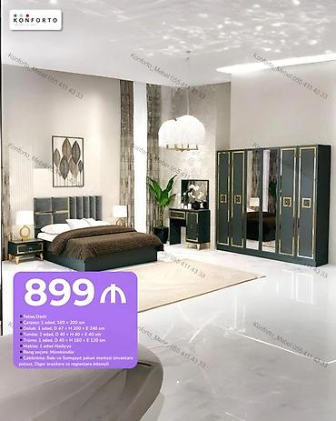 Yataq otağı dəsti Tərkibi: - Çarpayı: 160 × 200 sm (1 ədəd) - Dolab
