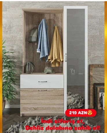 Dolablar: Yeni, Açılan, 1 qapı Düz dolab, Dəhliz dolabı, Azərbaycan