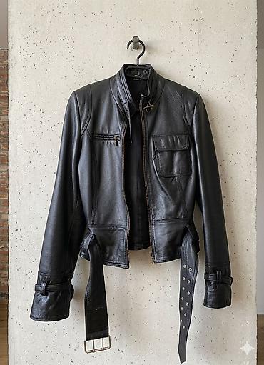 lil solid accessories: Crna kožna jakna, moto/biker stil. - Materijal: prirodna koža — 1
