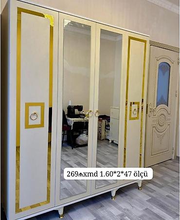 gul sekilleri: Məhsul: 4 qapılı paltar şkafı Ölçü: 1.60 m (eni) x 2.00 m (hündürlük) — 1