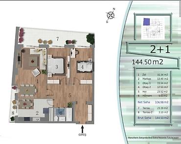 Mənzillər: 2 otaqlı, Yeni tikili, 144 kv. m — 3