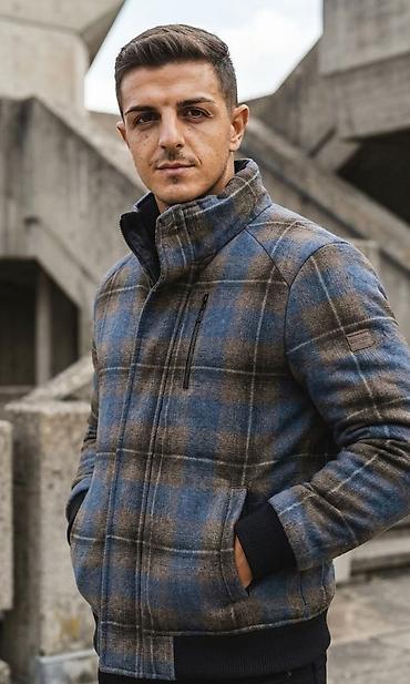 stone island jakne cena: Muška karirana jakna sa visokim kragnom - Dizajn: karirani dezen u — 1