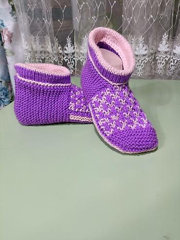 ножи ручной: Вязаные тапочки -носочки 🩵🩷💜 ручная работа — 7