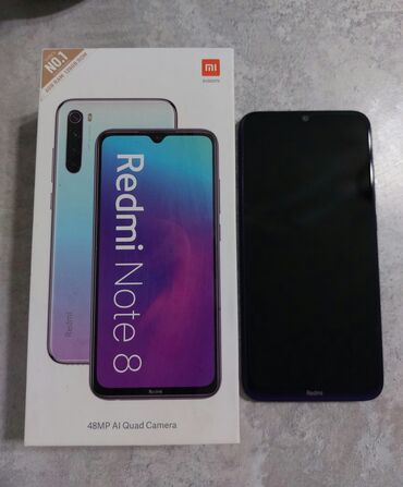 телефоны дишовые: Xiaomi, Redmi Note 8, 6 ГБ · 128 ГБ, цвет - синий, 2 SIM / Made in