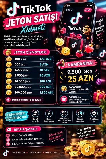 ucuz tiktok jeton: TikTok Jeton Satışı Xidməti Sevdiklərinizə canlı yayımda hədiyyə — 3