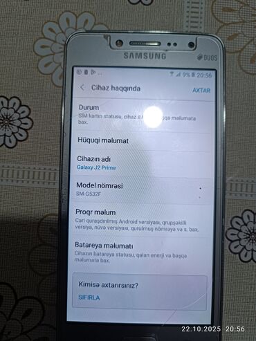 nod 8: Samsung Galaxy J2 Prime, 8 GB, rəng - Boz, Sensor, İki sim kartlı