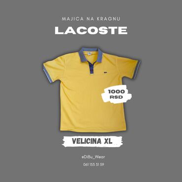 novogodišnje majice: Men's T-shirt Lacoste, L (EU 40), XL (EU 42), bоја - Žuta