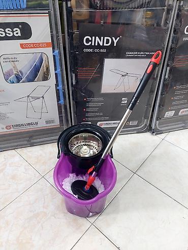 pol silen mop: Döner başlı spin mop dəsti – vedrə və paslanmayan teleskopik sapla - — 5