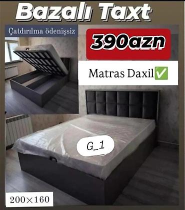 taxt doseyi: Bazalı taxt – 200×160 sm ölçüdə - Rəng: tünd boz - Yumşaq başlıqla — 1