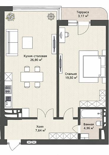Продажа квартир: 1 комната, 61 м², Орто-Сай с. Элитка, 9 этаж, ПСО (под самоотделку) — 3