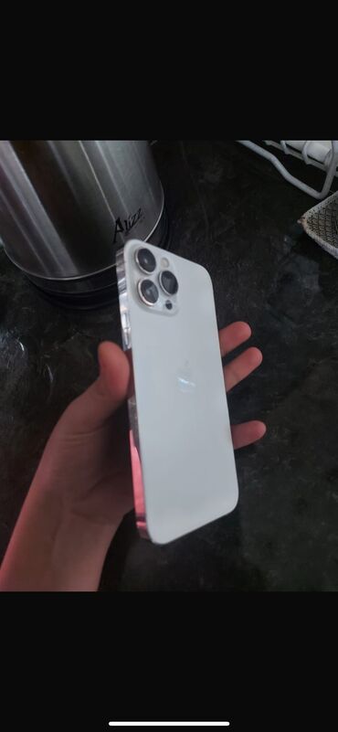 Apple iPhone: IPhone 13 Pro Max, 256 GB, White Titanium, Simsiz şarj, Face ID