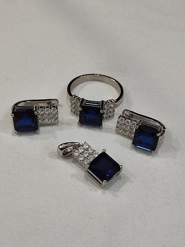 Серебряные наборы украшений: Серебряный Набор с камнями Сапфир Серебро 925 пробы Размеры имеются — 8