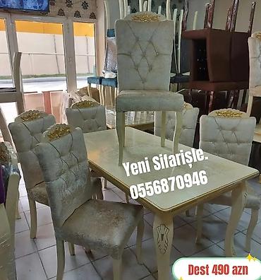 oval xalca: Qonaq otağı üçün, Yeni, Açılmayan, Dördbucaq masa, 6 stul — 10