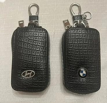 cıxol: Avtomobil açarı üçün dəri qoruyucu futlyar - Material: qara — 3