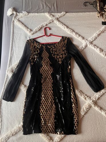 prugasta haljina: One size, bоја - Crna, Drugi stil, Dugih rukava