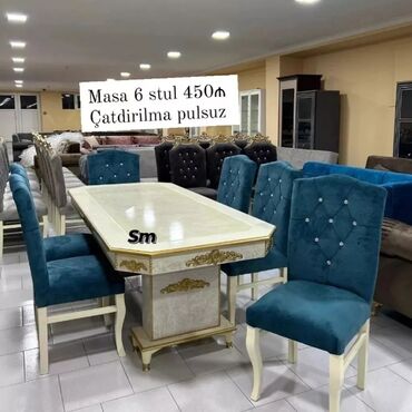 Masa və oturacaq dəstləri: Dördbucaq masa, 6 stul -da lalafo.az — 2 Masa və oturacaq dəstləri: Dördbucaq masa, 6 stul — 2
