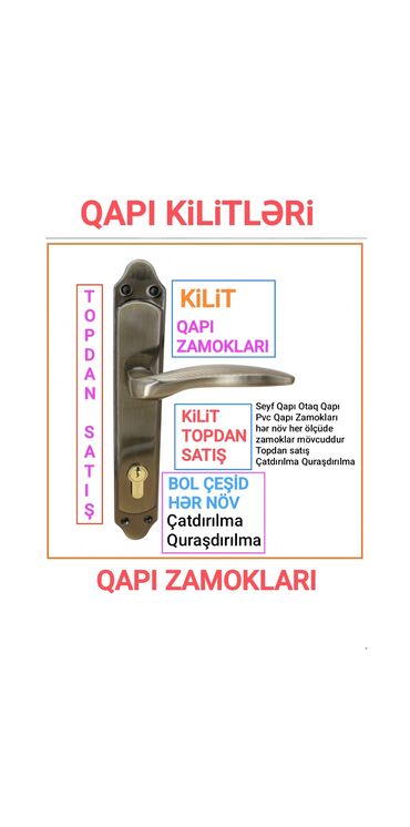 Фурнитура и комплектующие: Məhsul: Qapı kilidləri və zamoklar Təsvir: - Seyf qapı, otaq qapısı