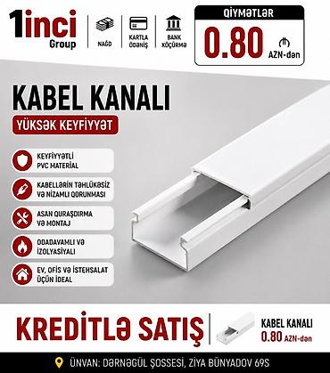 Kabel kanalı – yüksək keyfiyyətli PVC materialdan. Xüsusiyyətlər: -