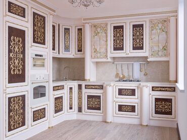 Sifarişlə mətbəx mebeli: Sifarişlə mətbəx dəsti, Özü çəkən petlələr, Parlaq laminat, Kredit yoxdur, Ödənişli çatdırılma — 35