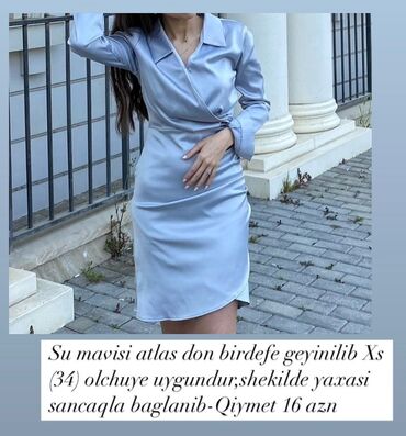 Kokteyl donlar: Su mavisi don bir dəfe geyinilib. Xs (34) olcuye uygundur