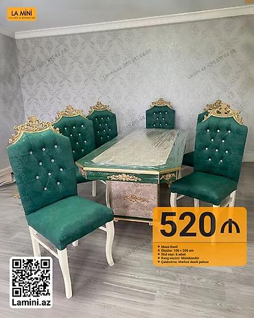 Masa Dəsti - Ölçülər: 100 x 200 sm masa - Stul sayı: 6 ədəd - Rəng