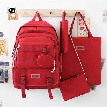 Rukzaklar: Dördlü və beşli çantalar dəsti. Dəstə bir ədəd rəngli və rəngli — 36