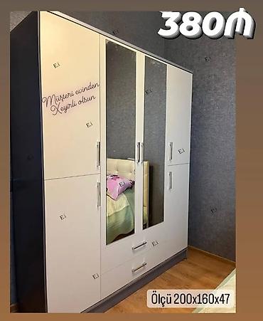 skamya sekilleri: Dörd qapılı paltar dolabı - Ölçü: 200 x 160 x 47 sm (şəkildə — 1