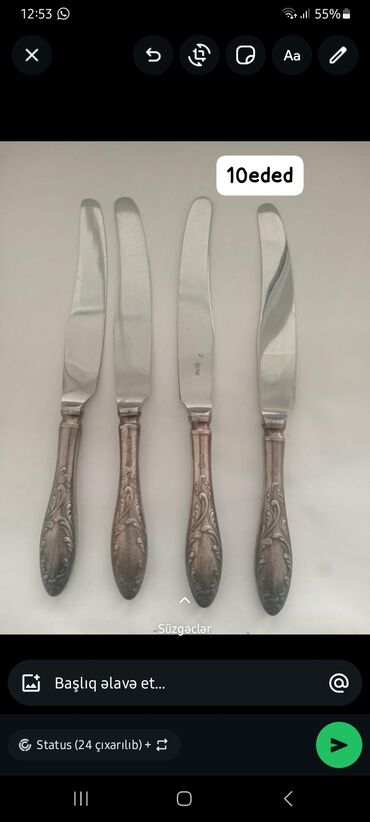 zeytun turşusu qiymeti: Antik üslubda süfrə bıçaqları dəsti yeni - Say: 10 ədəd (şəkildə 4