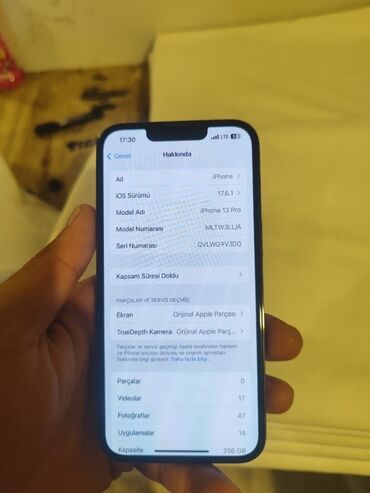 aydin 13 pro: IPhone 13 Pro, 256 GB, Matte Silver, Zəmanət, Barmaq izi, Simsiz şarj