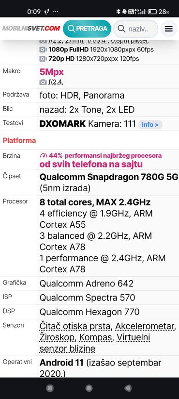 brus icine c: Xiaomi Mi 11 Lite, 128 GB, bоја - Crna