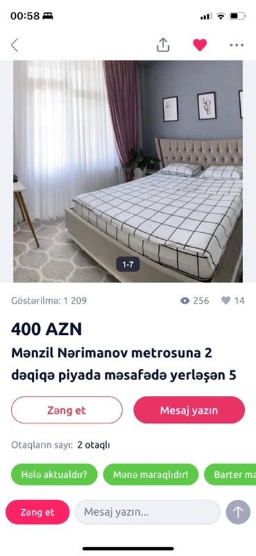 xacmazda kiraye evler: Nərimanovda belə bir ev paylaşıblar.Bu elana inanmayın.Evin behinə