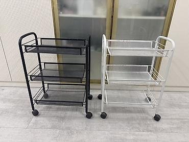 Salon, tibbi mebel: Metal mesh servis/organizator rəfi – 3 mərtəbəli, təkərli - Rənglər — 1